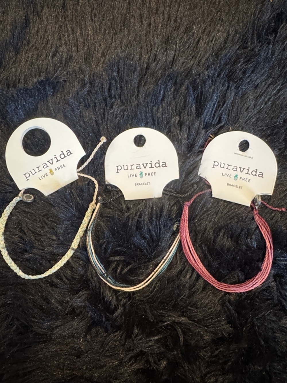 Pura Vida Set of 3 Woven Bracelets - Cream, Multicolor, Dusty Pink